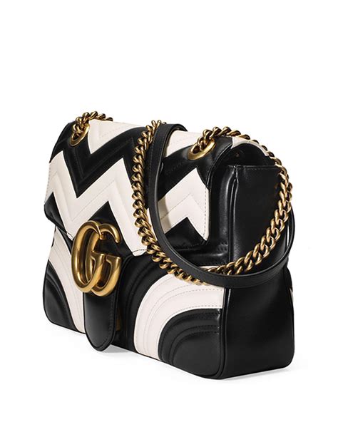 gucci gg marmont chevron shoulder bag black white|Gucci Marmont small shoulder bag.